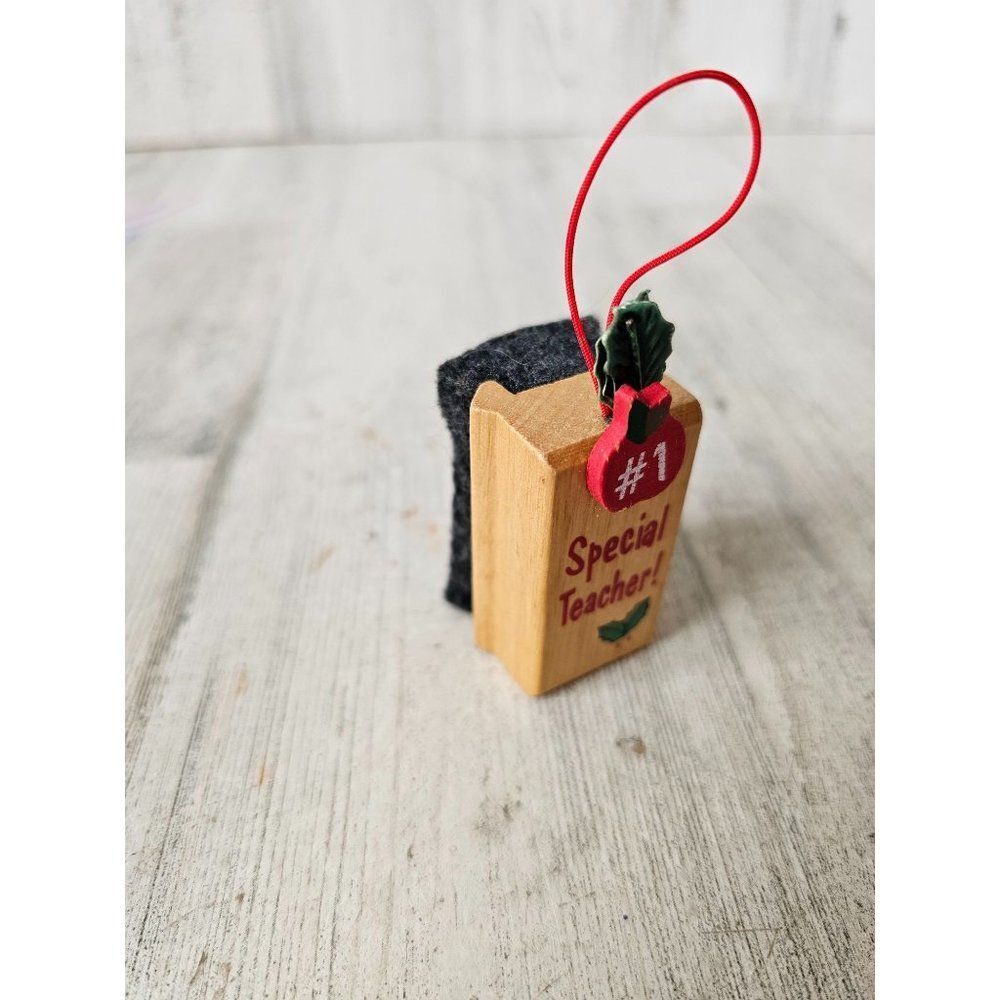 Vintage wooden teacher eraser ornament mini number one special Xmas tree